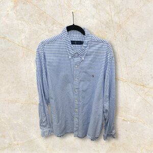 Ralph Lauren Shirt Mens‎ 2XL Blue White Gingham Check Preppy Flesh Pony Preppy